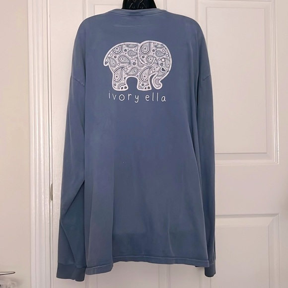 IVORY ELLA 🐘 BLUE & WHITE LONG SLEEVE 100% COTTON ELEPHANT TSHIRT Womens XXL-2X - Picture 6 of 7